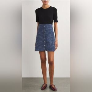 Maje Elegant Blue Tweed Dress Size 36 NEW